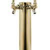Kegco 14" Tall Double Faucet Polished Brass Draft beer Tower - Standard Faucets