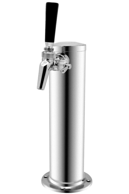 Kegco 12" Single Faucet Polished Stainless Steel Draft Beer Tower w/ Perlick 650SS Stainless Faucet