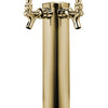 Kegco 14" Tall Double Faucet Polished Brass Draft Beer Tower - 100% Stainless Contact