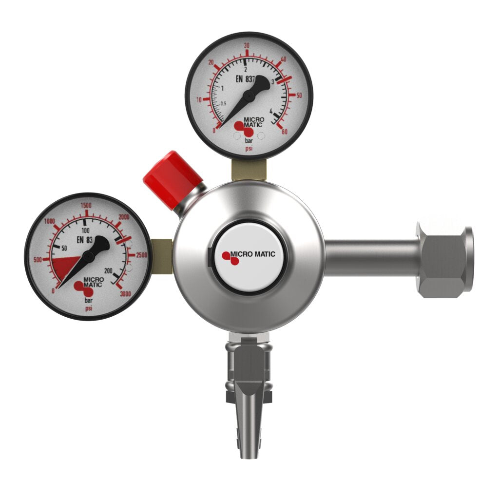 MicroMatic Premium Plus 2 Gauge Primary CO2 Regulator - Low Pressure - 0-60 PSI - Check Valve