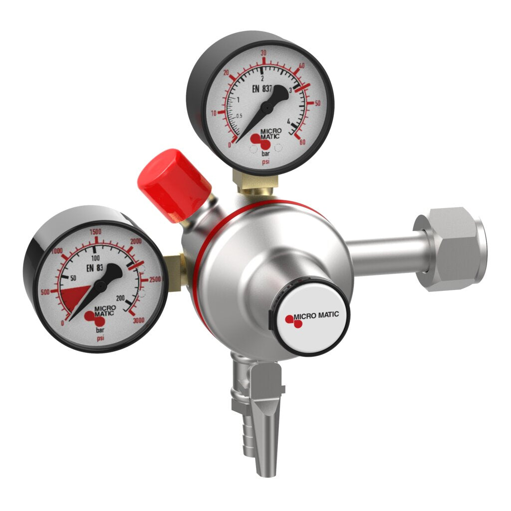 MicroMatic Premium Plus 2 Gauge Primary CO2 Regulator - Low Pressure - 0-60 PSI - Check Valve