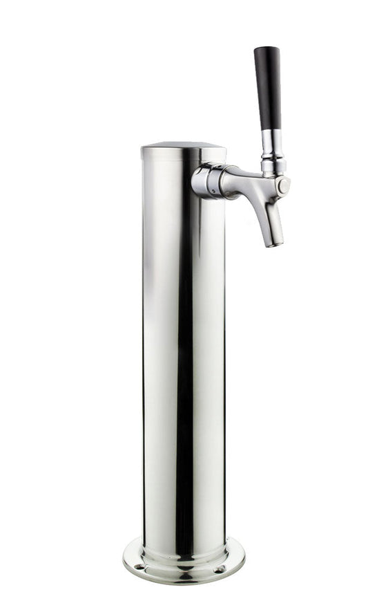 Kegco 14" Tall Polished Stainless Steel 1-Faucet Infinity Draft Beer Tower - 100% Stainless Steel Contact