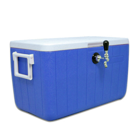 UBC Single Faucet Jockey Box - 48 Qt., One 5/16" O.D. 70' SS Coil - Blue