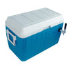 Kegco Single Faucet Jockey Box - 54 Qt., One 3/8" O.D. 120' SS Coil - Blue - Side-Mounted Faucet