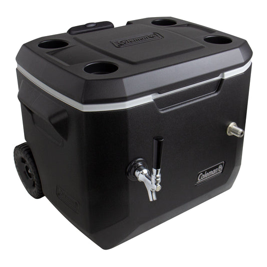 Kegco Single Faucet Rolling Jockey Box - 50 Qt., 3/8" OD 120' SS Coil - Black - Side-Mounted Faucet