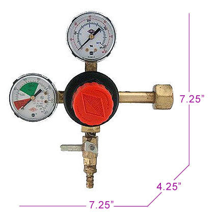 Taprite Primary Double Gauge CO2 Gas Beer Regulator with Polyethylene Knob