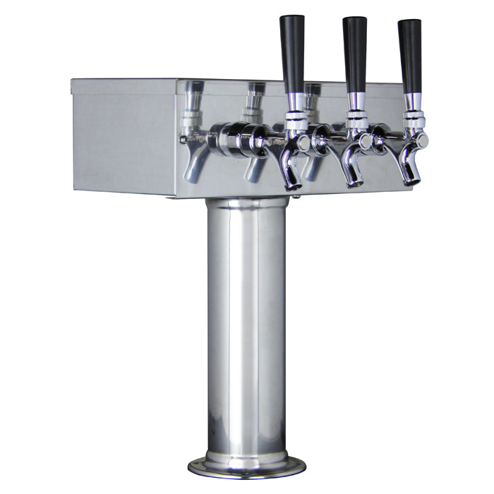 Kegco Polished Stainless Steel T-Style 3 Faucet Tower - 3" Column
