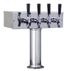 Kegco Polished Stainless Steel T-Style 4 Faucet Tower - 3 Inch Column