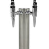 Kegco 14" Tall Double Faucet Brushed Stainless Steel Draft Beer Tower - Stainless Stout Faucets
