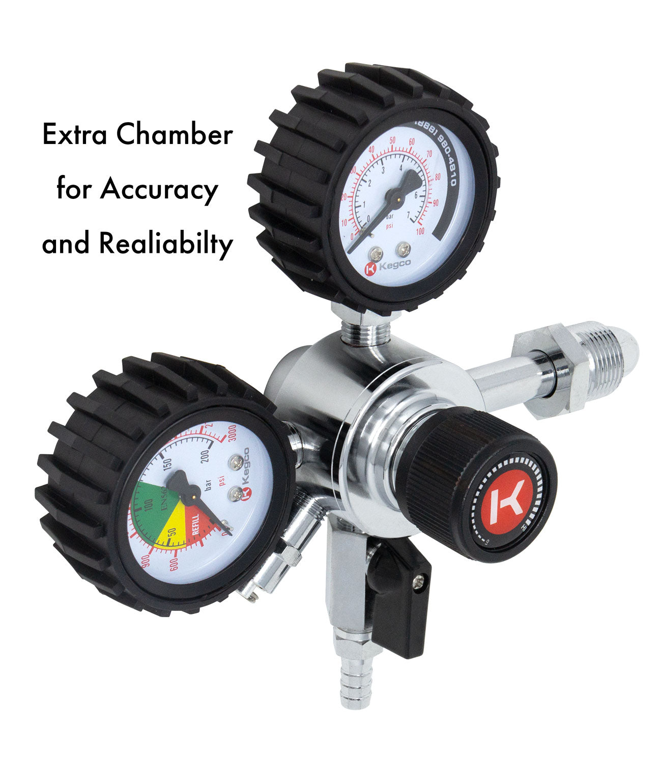 Kegco Premium Dual Gauge, 2-Stage Nitrogen Draft Beer Regulator