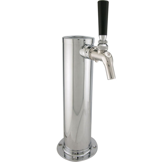 Kegco 12" Single Tap Stainless Steel Beer Tower with Perlick 630SS Stainless Faucet