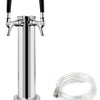 Kegco 14" Tall Polished Stainless Steel 2-Faucet Infinity Draft Beer Tower - 100% Stainless Steel Contact