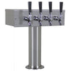 Kegco Brushed Stainless Steel T-Style 4 Faucet Beer Tower - 3" Column